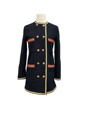 Gucci Outer Coat Jacket Taiga Button Tweed Black
